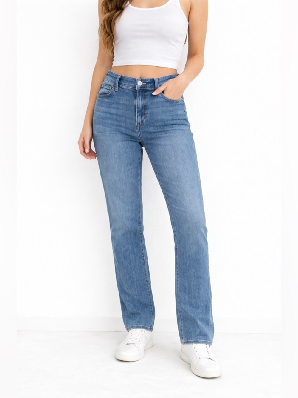 Judy Blue Medium Wash Jeans Womens Size 15 32 Mid Rise Straight Leg Denim